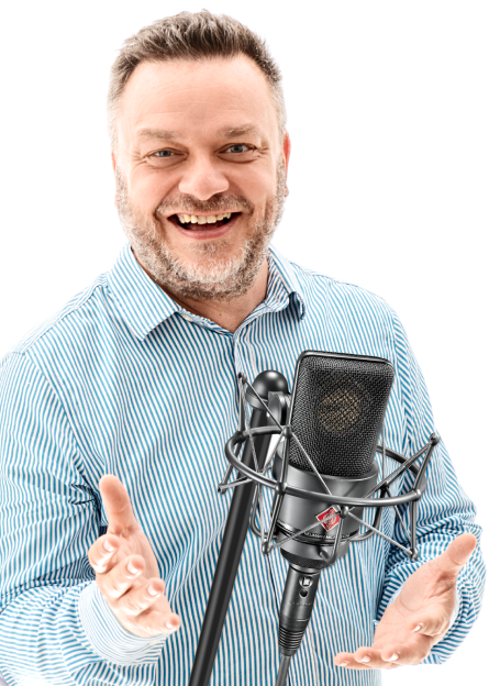 Sašo Papp with a studio microphone